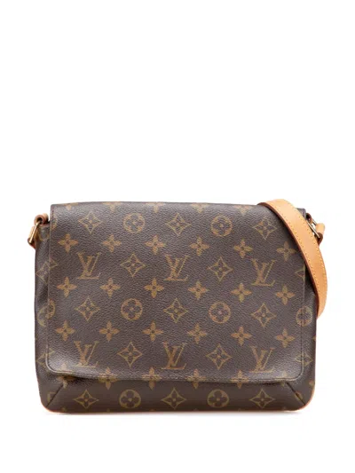 Pre-owned Louis Vuitton 2002 Monogram Musette Tango Long Strap Crossbody Bag In Brown