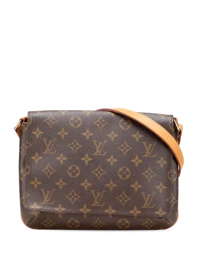 Pre-owned Louis Vuitton 2002 Monogram Musette Tango Long Strap Crossbody Bag In Brown