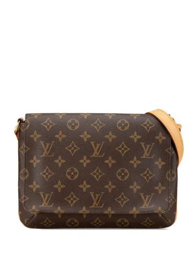 Pre-owned Louis Vuitton 2002 Monogram Musette Tango Short Strap Shoulder Bag In Brown