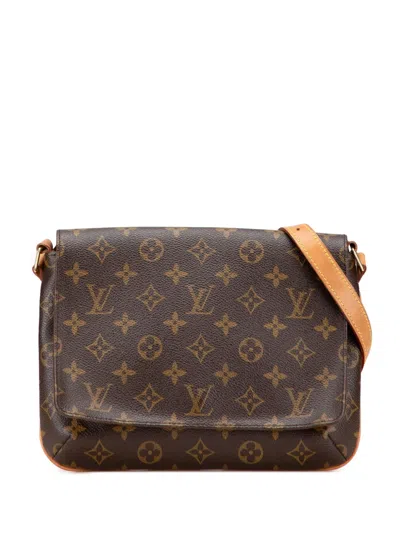 Pre-owned Louis Vuitton 2002 Monogram Musette Tango Short Strap Shoulder Bag In Brown