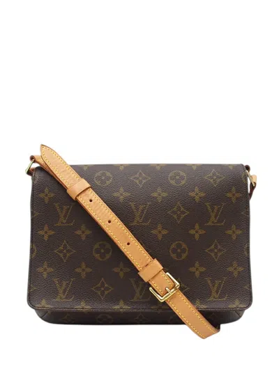 Pre-owned Louis Vuitton 2002 Monogram Musette Tango Short Strap Shoulder Bag In Brown