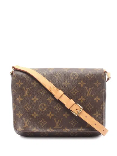 Pre-owned Louis Vuitton 2002 Monogram Musette Tango Short Strap Shoulder Bag In Brown