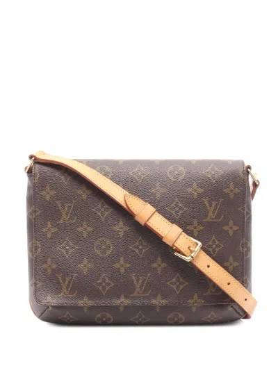 Pre-owned Louis Vuitton 2002 Monogram Musette Tango Short Strap Shoulder Bag In Brown