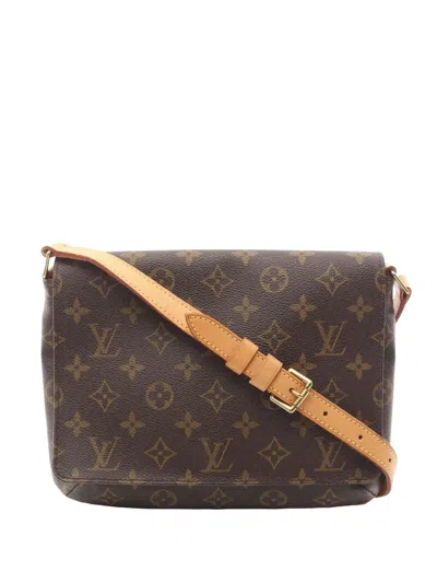 Pre-owned Louis Vuitton 2002 Monogram Musette Tango Short Strap Shoulder Bag In Brown