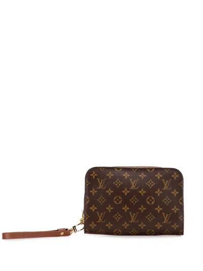 Pre-owned Louis Vuitton 2002 Monogram Orsay Clutch Bag In Brown