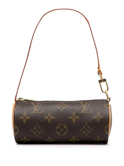 Pre-owned Louis Vuitton 2002 Monogram Papillon Pochette Handbag In Brown