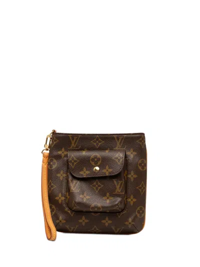 Pre-owned Louis Vuitton 2002 Monogram Partition Clutch Bag In Brown