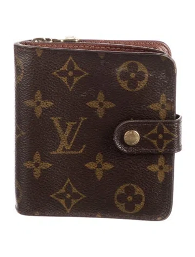 Pre-owned Louis Vuitton 2002 Monogram Pattern Compact Zippé Wallet In Brown