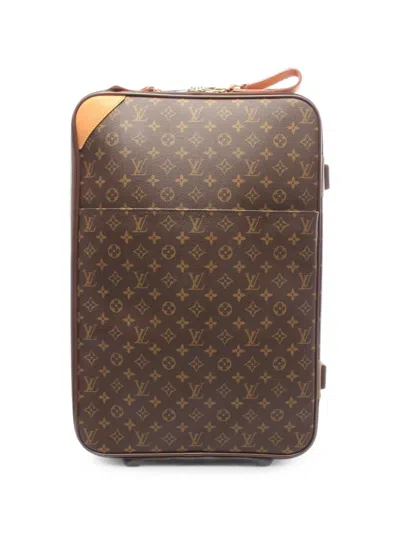Pre-owned Louis Vuitton 2002 Monogram Pégase 55 Suitcase In Brown