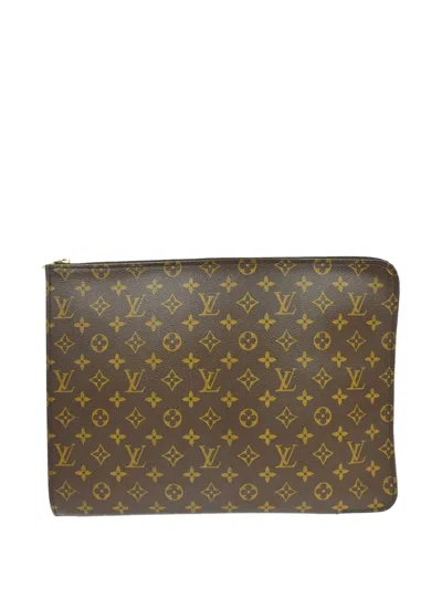 Pre-owned Louis Vuitton 2002 Monogram Poche Documents Business Bag In Brown