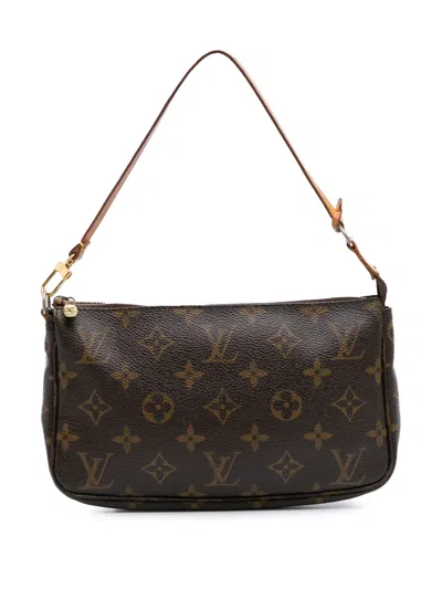 Pre-owned Louis Vuitton 2002 Monogram Pochette Accessoires Shoulder Bag In Brown