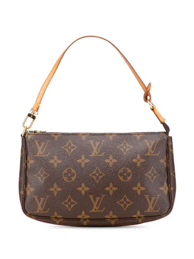 Pre-owned Louis Vuitton 2002 Monogram Pochette Accessoires Shoulder Bag In Brown