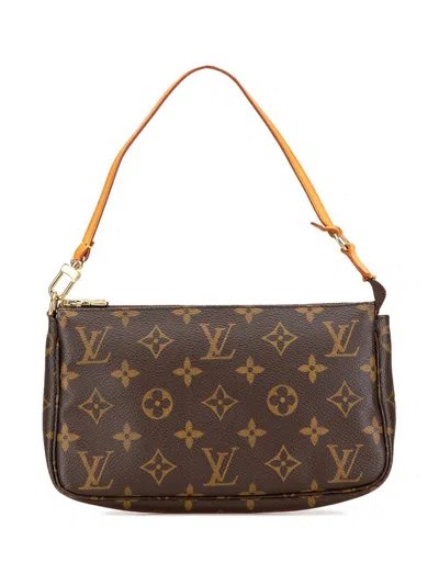 Pre-owned Louis Vuitton 2002 Monogram Pochette Accessoires Shoulder Bag In Brown