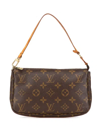 Pre-owned Louis Vuitton 2002 Monogram Pochette Accessoires Shoulder Bag In Brown
