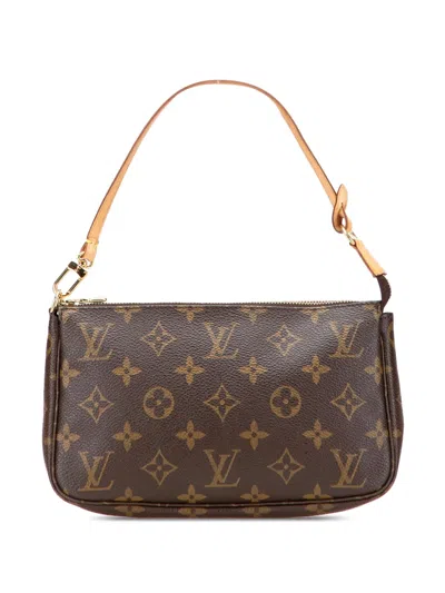 Pre-owned Louis Vuitton 2002 Monogram Pochette Accessoires Shoulder Bag In Brown