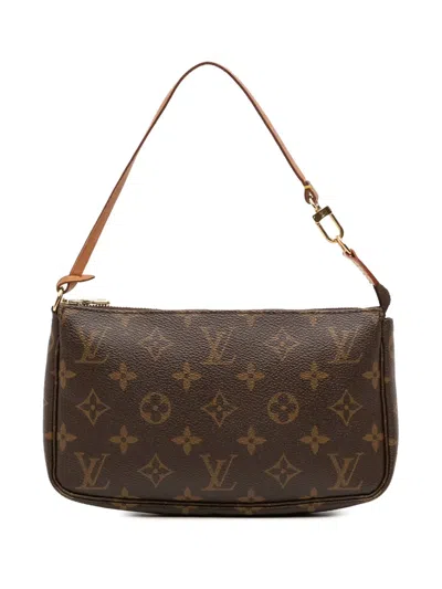 Pre-owned Louis Vuitton 2002 Monogram Pochette Accessoires Shoulder Bag In Brown