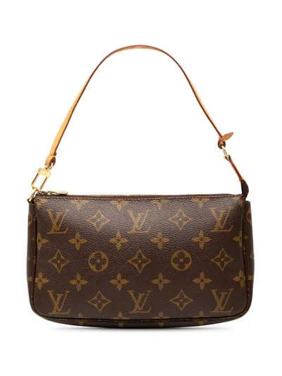 Pre-owned Louis Vuitton 2002 Monogram Pochette Accessoires Shoulder Bag In Brown
