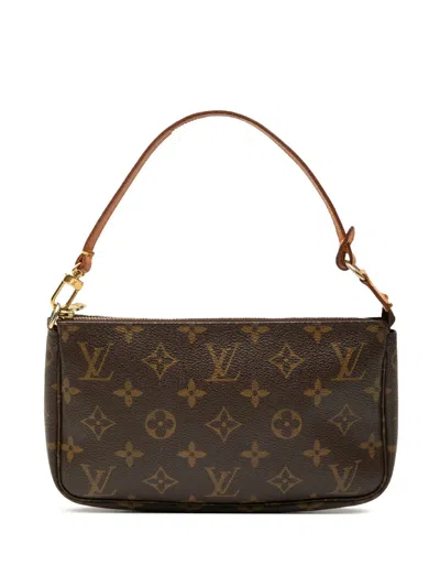 Pre-owned Louis Vuitton 2002 Monogram Pochette Accessoires Shoulder Bag In Brown