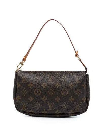 Pre-owned Louis Vuitton 2002 Monogram Pochette Accessoires Shoulder Bag In Brown