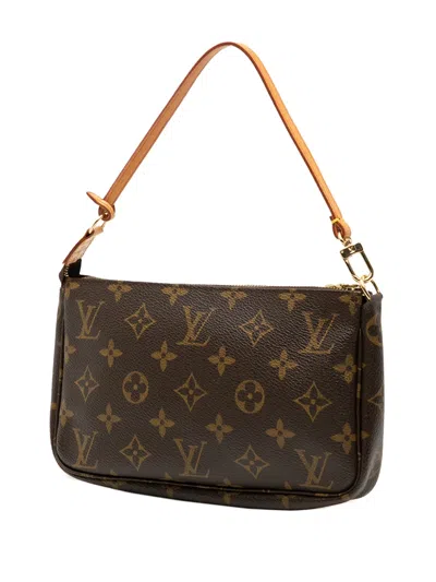Pre-owned Louis Vuitton 2002 Monogram Pochette Accessoires Shoulder Bag In Brown