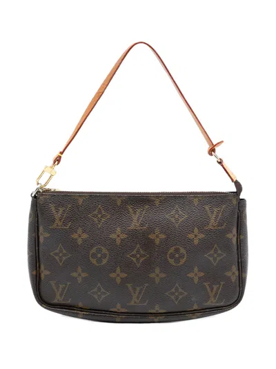 Pre-owned Louis Vuitton 2002 Monogram Pochette Accessoires Shoulder Bag In Brown