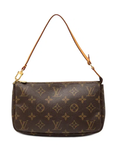 Pre-owned Louis Vuitton 2002 Monogram Pochette Accessoires Shoulder Bag In Brown