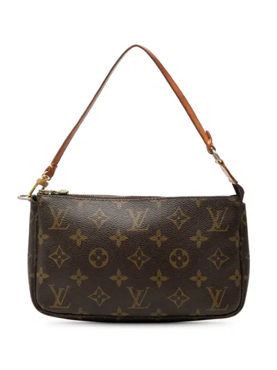 Pre-owned Louis Vuitton 2002 Monogram Pochette Accessoires Shoulder Bag In Brown