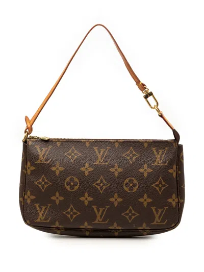 Pre-owned Louis Vuitton 2002 Monogram Pochette Accessoires Shoulder Bag In Brown
