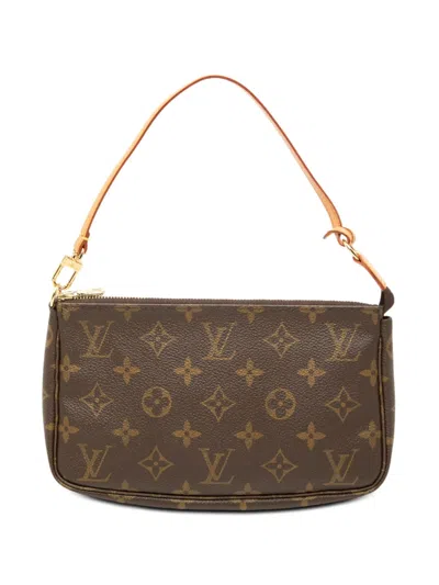 Pre-owned Louis Vuitton 2002 Monogram Pochette Accessoires Shoulder Bag In Brown