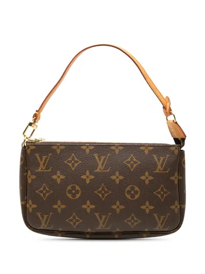 Pre-owned Louis Vuitton 2002 Monogram Pochette Accessoires Shoulder Bag In Brown