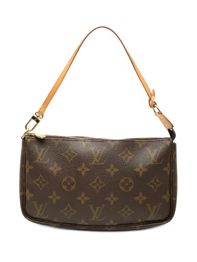 Pre-owned Louis Vuitton 2002 Monogram Pochette Accessoires Shoulder Bag In Brown