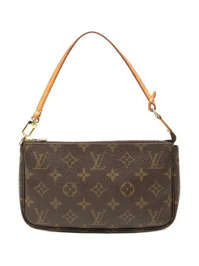 Pre-owned Louis Vuitton 2002 Monogram Pochette Accessoires Shoulder Bag In Brown