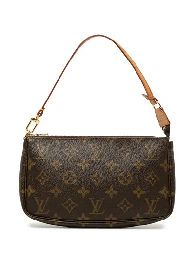 Pre-owned Louis Vuitton 2002 Monogram Pochette Accessoires Shoulder Bag In Brown