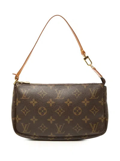 Pre-owned Louis Vuitton 2002 Monogram Pochette Accessoires Shoulder Bag In Brown