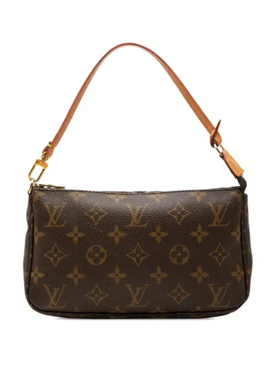 Pre-owned Louis Vuitton 2002 Monogram Pochette Accessoires Shoulder Bag In Brown