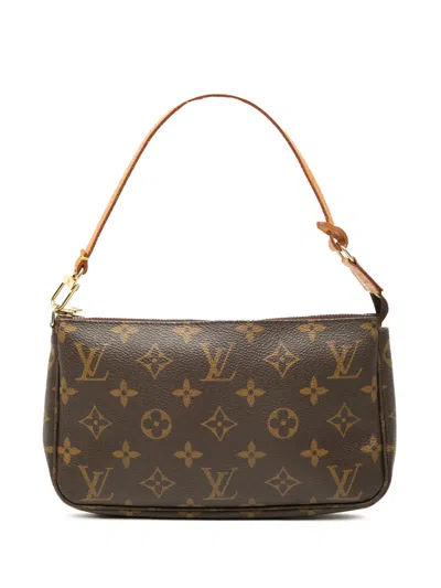 Pre-owned Louis Vuitton 2002 Monogram Pochette Accessoires Shoulder Bag In Brown