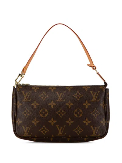 Pre-owned Louis Vuitton 2002 Monogram Pochette Accessoires Shoulder Bag In Brown