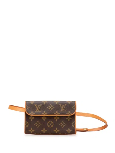 Pre-owned Louis Vuitton 2002 Monogram Pochette Florentine Belt Bag In Brown