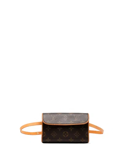 Pre-owned Louis Vuitton 2002 Monogram Pochette Florentine Belt Bag In Brown