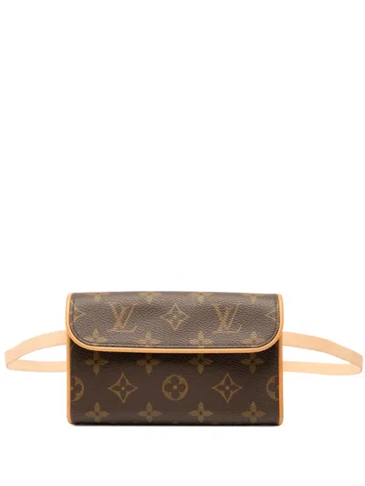 Pre-owned Louis Vuitton 2002 Monogram Pochette Florentine Belt Bag In Brown