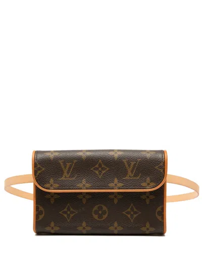 Pre-owned Louis Vuitton 2002 Monogram Pochette Florentine Belt Bag In Brown