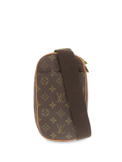Pre-owned Louis Vuitton 2002 Monogram Pochette Gange Crossbody Bag In Brown