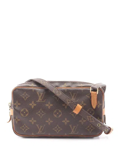 Pre-owned Louis Vuitton 2002 Monogram Pochette Marly Bandouliere Crossbody Bag In Brown