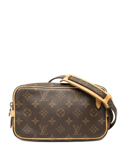 Pre-owned Louis Vuitton 2002 Monogram Pochette Marly Bandouliere Crossbody Bag In Brown