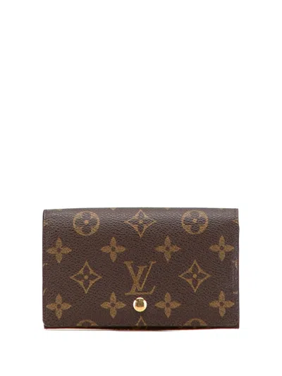 Pre-owned Louis Vuitton 2002 Monogram Porte Monnaie Billets Tresor Small Wallets In Brown