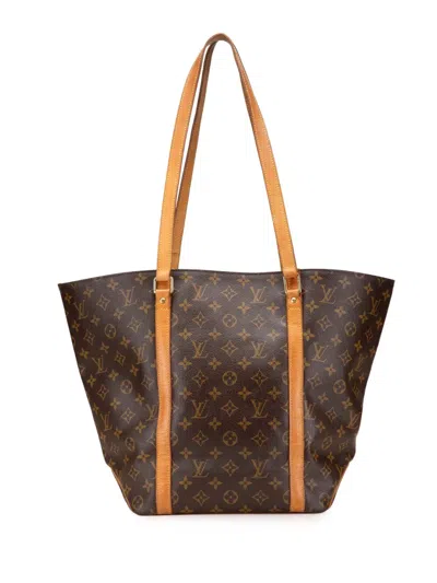 Pre-owned Louis Vuitton 2002 Monogram Sac Shopping Tote Bag In Brown
