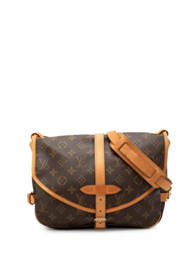Pre-owned Louis Vuitton 2002 Monogram Saumur 30 Crossbody Bag In Brown