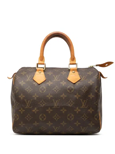 Pre-owned Louis Vuitton 2002 Monogram Speedy 25 Boston Bag In Brown