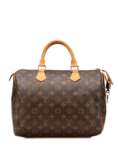 Pre-owned Louis Vuitton 2002 Monogram Speedy 30 Boston Bag In Brown