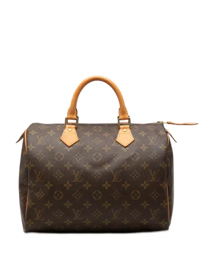 Pre-owned Louis Vuitton 2002 Monogram Speedy 30 Boston Bag In Brown